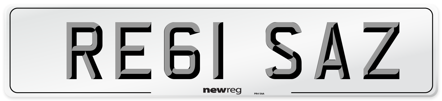 RE61 SAZ Number Plate from New Reg